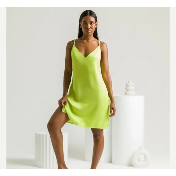 Ettitude Other - NWT Silky Bamboo Slip‎ Dress Lime Green Soft Cooling Fabric, Date Night, Size XS